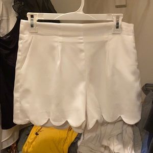 Scalloped white shorts